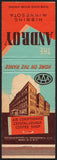 Vintage matchbook cover THE ANDROY picturing the old hotel Hibbing Minnesota
