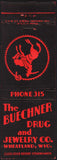 Vintage matchbook cover THE BUECHNER DRUG and JEWELRY CO Wheatland Wyoming