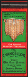 Vintage matchbook cover THE CHANCELLOR HOTEL Parkersburg West VA salesman sample
