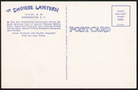 Vintage postcard THE CHINESE LANTERN restaurant pictured Washington DC linen