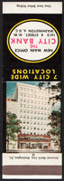 Vintage matchbook cover THE CITY BANK with their building pictured Washington DC