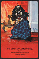 Vintage playing card CLYDE COLE MOTOR Buick Cadillac Warren OH Butch in blanket