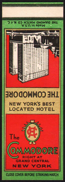 Vintage matchbook cover THE COMMODORE New Yorks Best Hotel salesman sample
