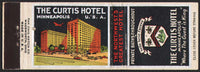 Vintage matchbook cover THE CURTIS HOTEL old hotel pictured Minneapolis Minnesota