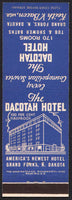 Vintage matchbook cover THE DACOTAH HOTEL old hotel pictured Grand Forks North Dakota