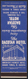 Vintage matchbook cover THE DACOTAH HOTEL old hotel pictured Grand Forks North Dakota
