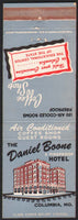 Vintage matchbook cover THE DANIEL BOONE HOTEL old hotel pictured Columbia Missouri