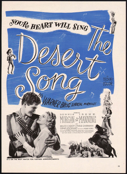 Vintage magazine ad THE DESERT SONG movie from 1943 Dennis Morgan Irene Manning