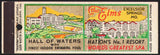 Vintage matchbook cover THE ELMS Hall of Waters full length Excelsior Springs MO