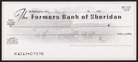 Vintage bank check THE FARMERS BANK of SHERIDAN Missouri sheep pictured n-mint+