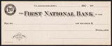 Vintage bank check THE FIRST NATIONAL BANK Gladbrook Iowa 1920s unused n-mint
