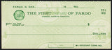 Vintage bank check THE FIRST NATIONAL BANK OF FARGO covered wagon North Dakota