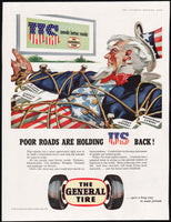 Vintage magazine ad THE GENERAL TIRE from 1955 Uncle Sam US Needs Better Roads
