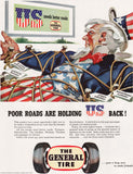 Vintage magazine ad THE GENERAL TIRE from 1955 Uncle Sam US Needs Better Roads