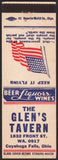 Vintage matchbook cover THE GLENS TAVERN 48 star flag pictured Cuyahoga Falls Ohio