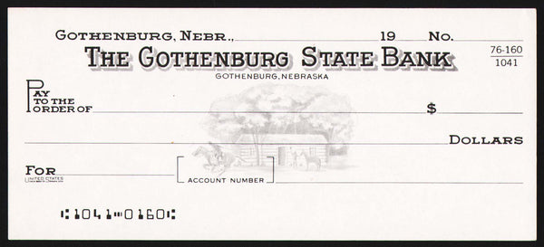 Vintage bank check THE GOTHENBURG STATE BANK Pony Express rider pictured Nebraska