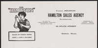 Vintage letterhead THE HAMILTON woman and mop Hamilton Sales Agency Boston Mass