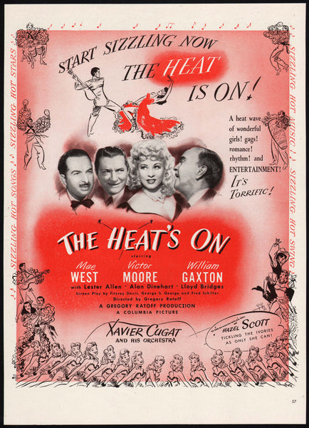 Vintage magazine ad THE HEATS ON movie from 1943 Mae West Moore Xavier Cugat