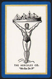 Vintage playing card THE HERCULES CO Hercules holding a ship We Can Do It slogan