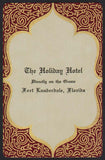 Vintage playing card THE HOLIDAY HOTEL maroon background Fort Lauderdale Florida