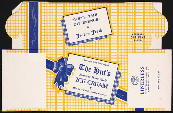 Vintage box THE HUTS ICE CREAM The Hut Murray Kentucky dated 1939 new old stock