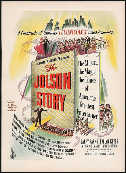 Vintage magazine ad THE JOLSON STORY movie from 1946 Larry Parks Evelyn Keyes