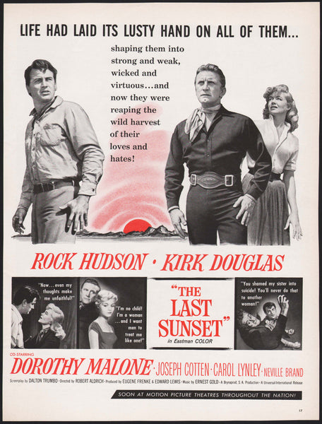 Vintage magazine ad THE LAST SUNSET movie from 1961 Rock Hudson and Kirk Douglas
