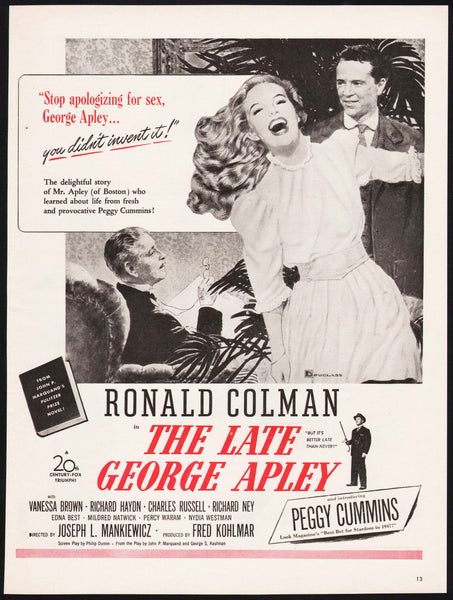 Vintage magazine ad THE LATE GEORGE APLEY movie from 1947 Ronald Colman Cummins