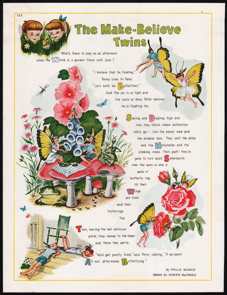 Vintage magazine ad THE MAKE BELIEVE TWINS 1951 Phyllis McGinley Roberta MacDonald
