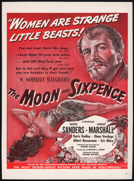 Vintage magazine ad THE MOON AND SIXPENCE movie from 1942 W Somerset Maugham