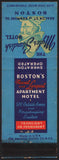 Vintage matchbook cover THE MYLES STANDISH HOTEL with his picture Boston Mass