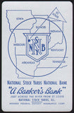 Vintage playing card NATIONAL STOCK YARDS NATIONAL BANK silver map pictured Illinois