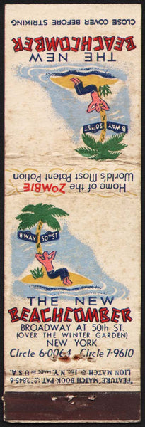 Vintage matchbook cover THE NEW BEACHCOMBER Home of the Zombie potion New York