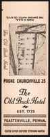 Vintage matchbook cover THE OLD BUCK HOTEL Feasterville Penna salesman sample