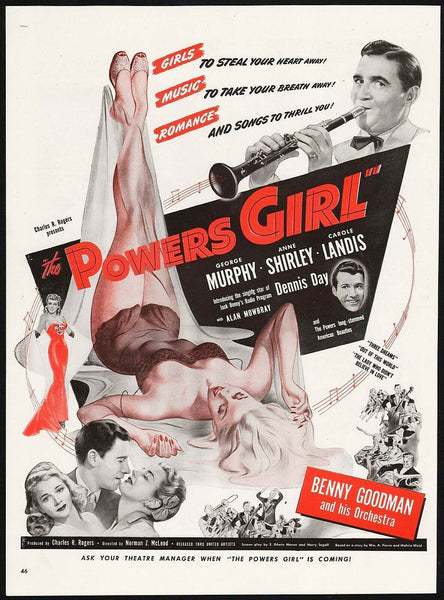 Vintage magazine ad THE POWERS GIRL movie from 1943 George Murphy Benny Goodman