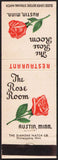 Vintage matchbook cover THE ROSE ROOM RESTAURANT red rose pictured Austin Minnesota