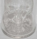 Vintage milk bottle THE SANITARY DAIRY Cedar Rapids Iowa embossed pint slug plate