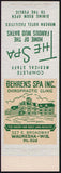 Vintage matchbook cover THE SPA Behrens Spa Waukesha Wisconsin salesman sample
