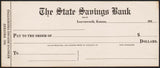Vintage bank check THE STATE SAVINGS BANK Leavenworth Kansas 1910s unused n-mint