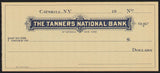 Vintage bank check THE TANNERS NATIONAL BANK Catskill New York unused n-mint+