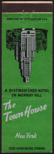 Vintage matchbook cover THE TOWN HOUSE Hotel on Murray Hill hotel pictured New York