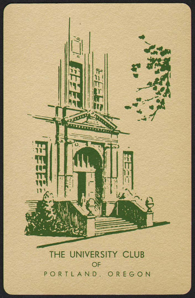 Vintage playing card THE UNIVERSITY CLUB light gold entrance pictured Portland Oregon