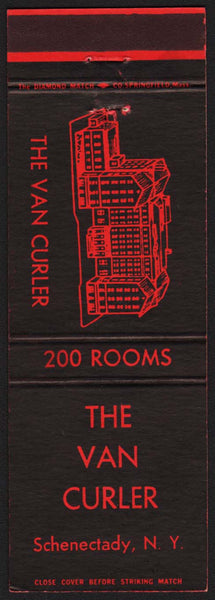 Vintage matchbook cover THE VAN CURLER old hotel pictured Schenectady New York