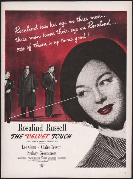 Vintage magazine ad THE VELVET TOUCH movie 1948 Rosalind Russell Genn Trevor
