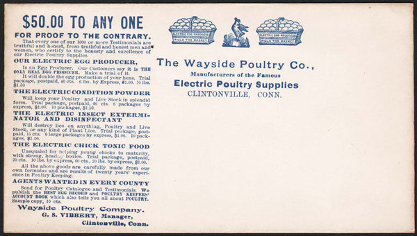 Vintage envelope THE WAYSIDE POULTRY CO Clintonville Connecticut G S Vibbert
