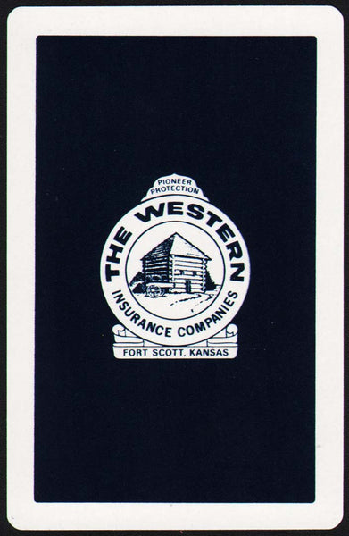 Vintage playing card THE WESTERN INSURANCE COMPANIES black Fort Scott Kansas