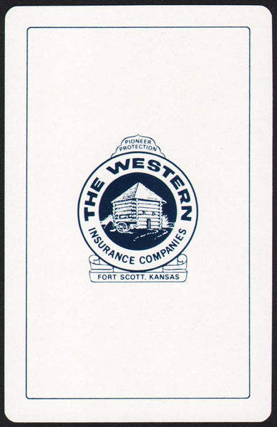 Vintage playing card THE WESTERN INSURANCE COMPANIES white Fort Scott Kansas
