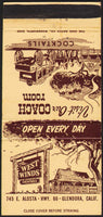 Vintage matchbook cover THE WEST WINDS Coach Inn stagecoach Glendora California
