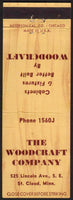 Vintage matchbook cover THE WOODCRAFT COMPANY Cabinets Fixtures St Cloud Minnesota