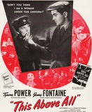 Vintage magazine ad THIS ABOVE ALL movie from 1943 Tyrone Power Joan Fontaine